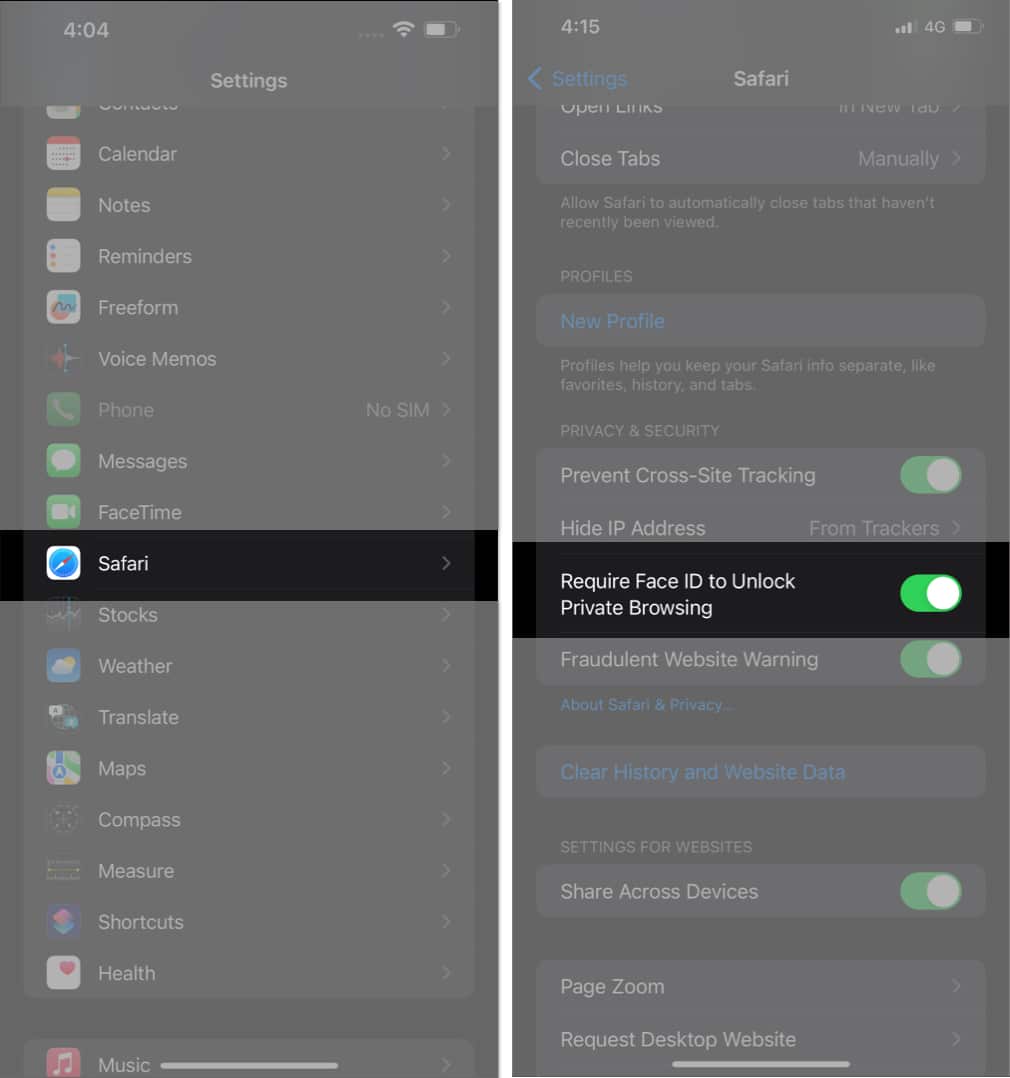 Блокування приватних вкладок у Safari