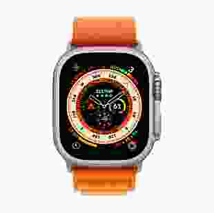 Смарт-годинник Apple Watch Ultra GPS + Cellular 49mm Titanium Case with Orange Alpine Loop - Small (MNHA3/MNHH3)