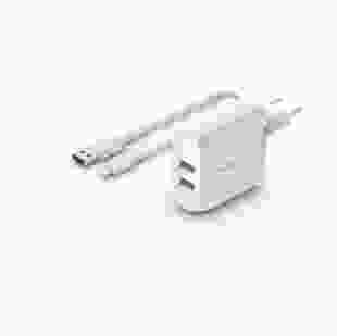 Belkin Home Charger 24W DUAL USB 2.4A, Lightning 1m, white