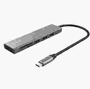 Trust USB-хаб HALYX FAST 3USB+CARD READER USB-C ALUMINIUM