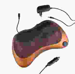 Портативний роликовий масажер в авто та для дому HOME CAR MASAGE PILLOW brown на 8 роликів (УЦІНКА)