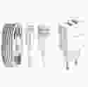 Мережевий зарядний пристрій Florence 2USB 2A + Lightning White (FL-1021-WL)